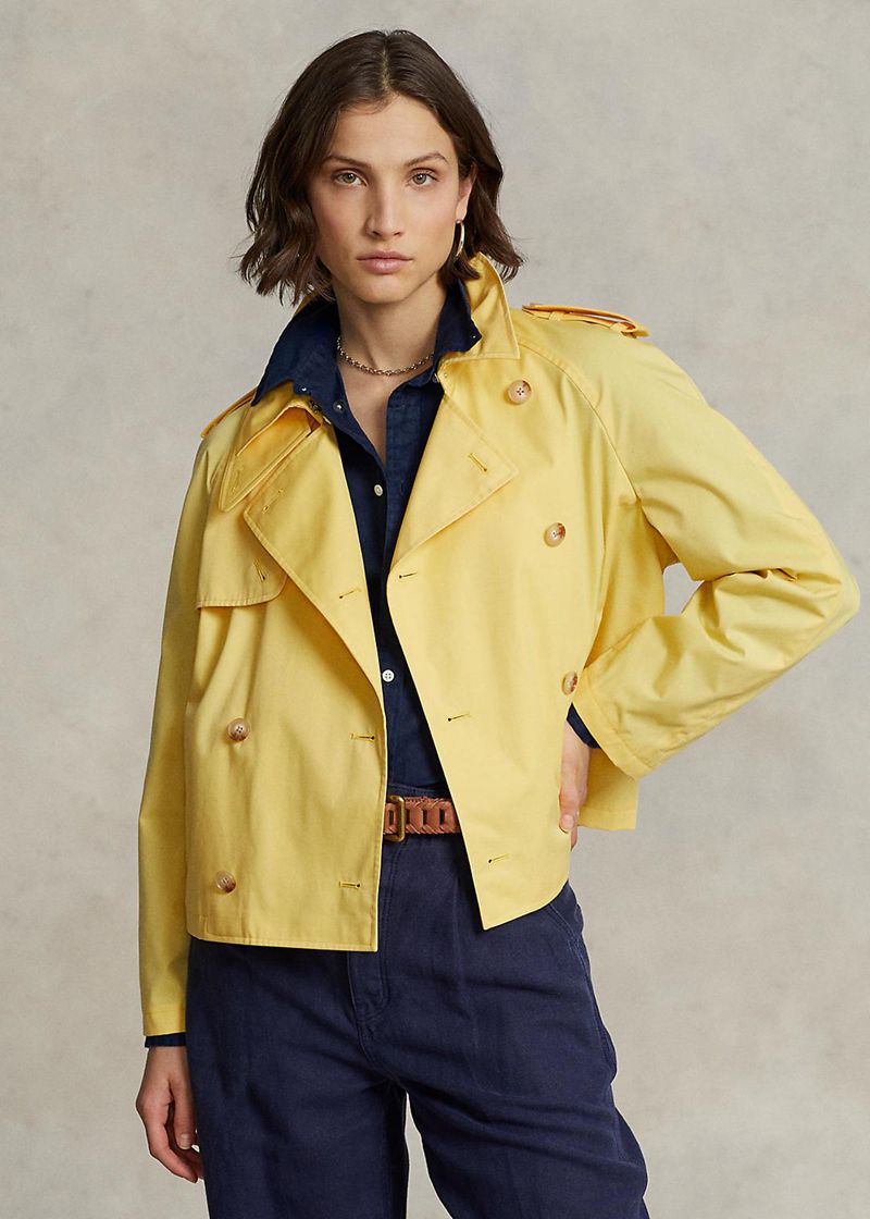 Abrigo Polo Ralph Lauren Mujer Cropped Twill Trench Chile Amarillo BSDMY-8307